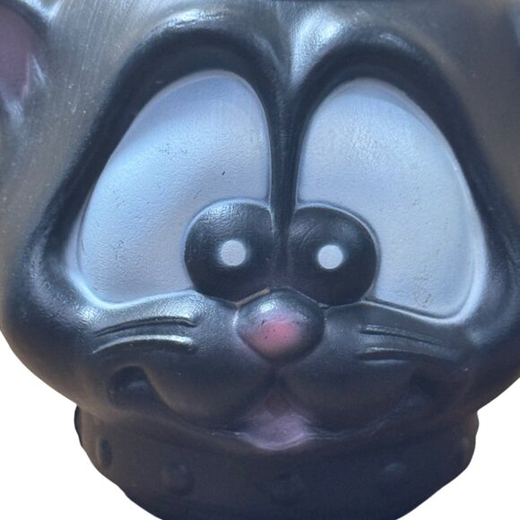 Vintage Black Cat Halloween Trick Or Treat Candy Bucket Cartoon Eyes Blow Mold - Picture 2 of 6